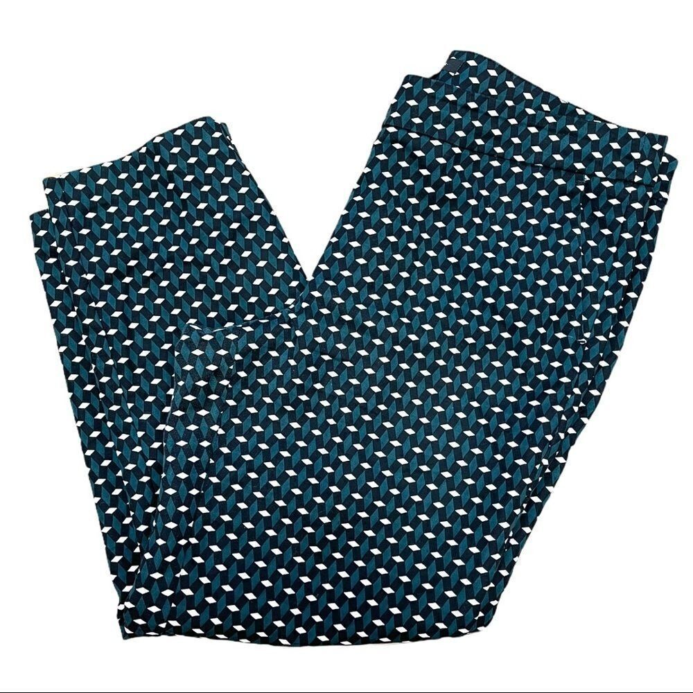 halogen Green Diamond Print Crop Ankle Pants Sz 12